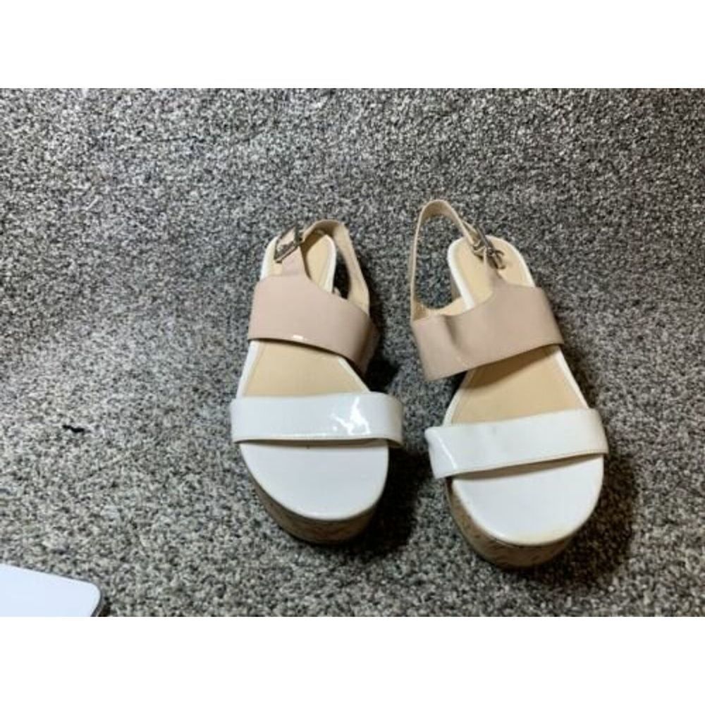 Calvin Klein Lorianne Women's White/ Beige Patent Wedge Sandals, Size:11 M - Picture 4 of 10